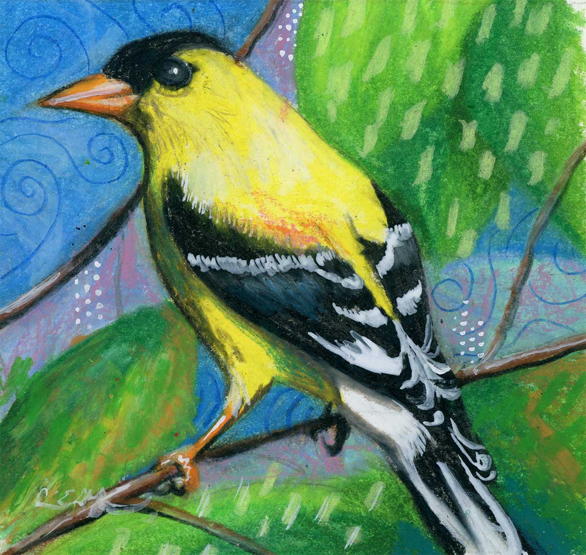 SOLD - "Sunshine", 4" x 4", mixed media