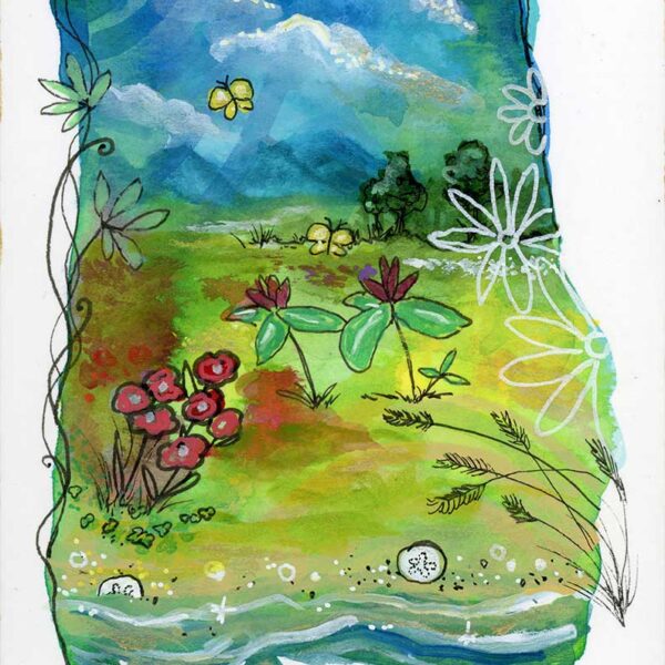 Alabama Trillium, 4" x 6", mixed media