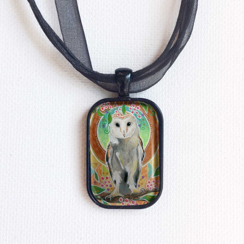 Barn Owl and Berries - Pendant - Image 2