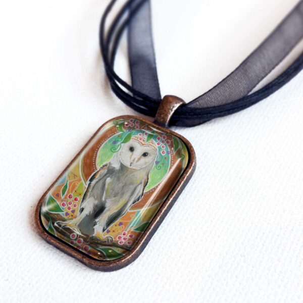 Barn Owl and Berries - Pendant