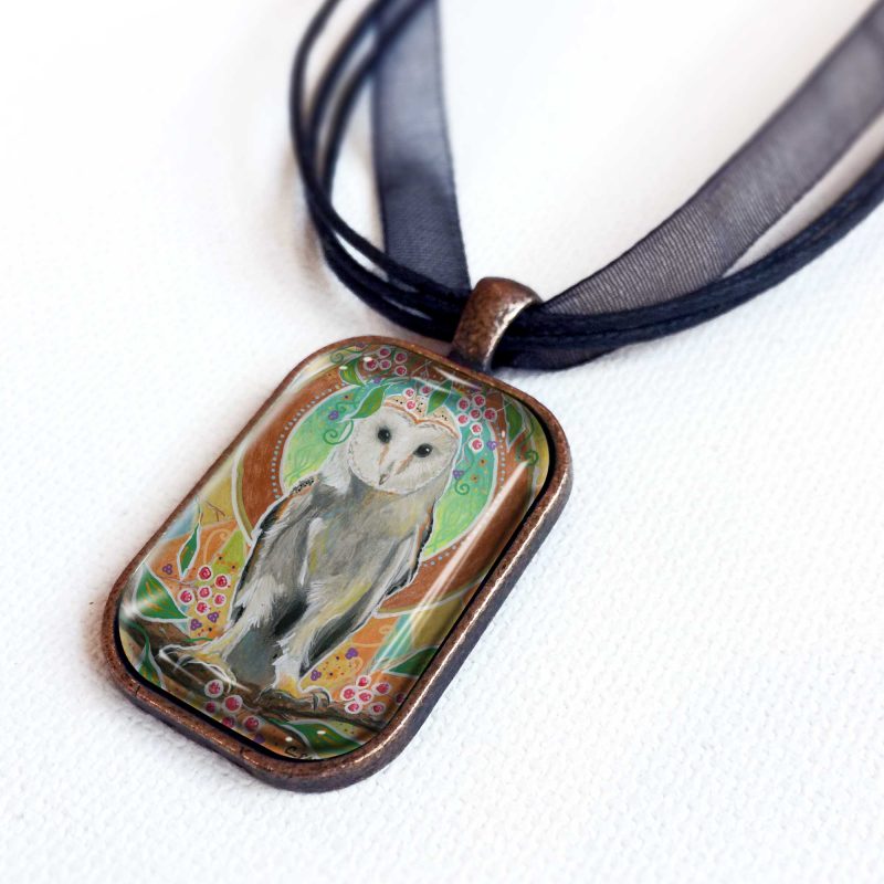 Barn Owl and Berries - Pendant