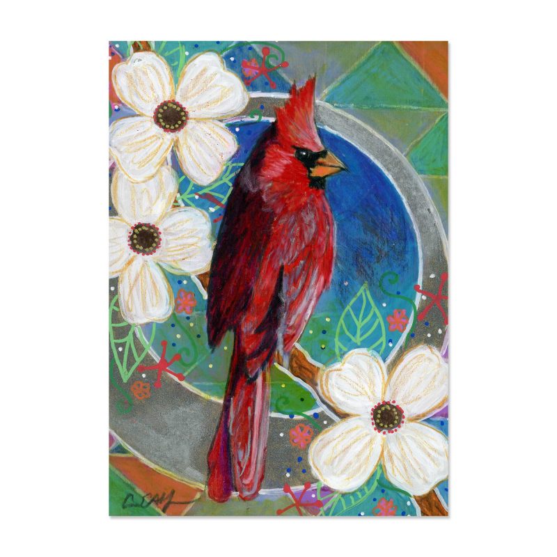 Cardinal in Dogwoods - Art Print - Image 2
