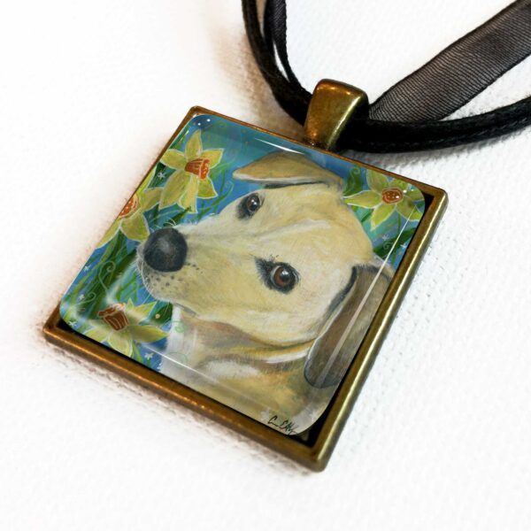 Dog in Daffodils - Pendant