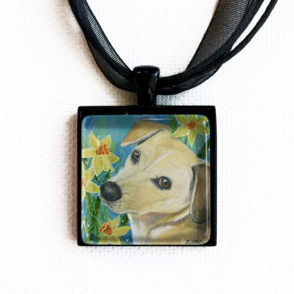 Dog in Daffodils - Pendant