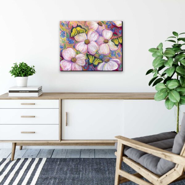 "Dogwoods and Swallowtails", 16" x 20", mixed media

