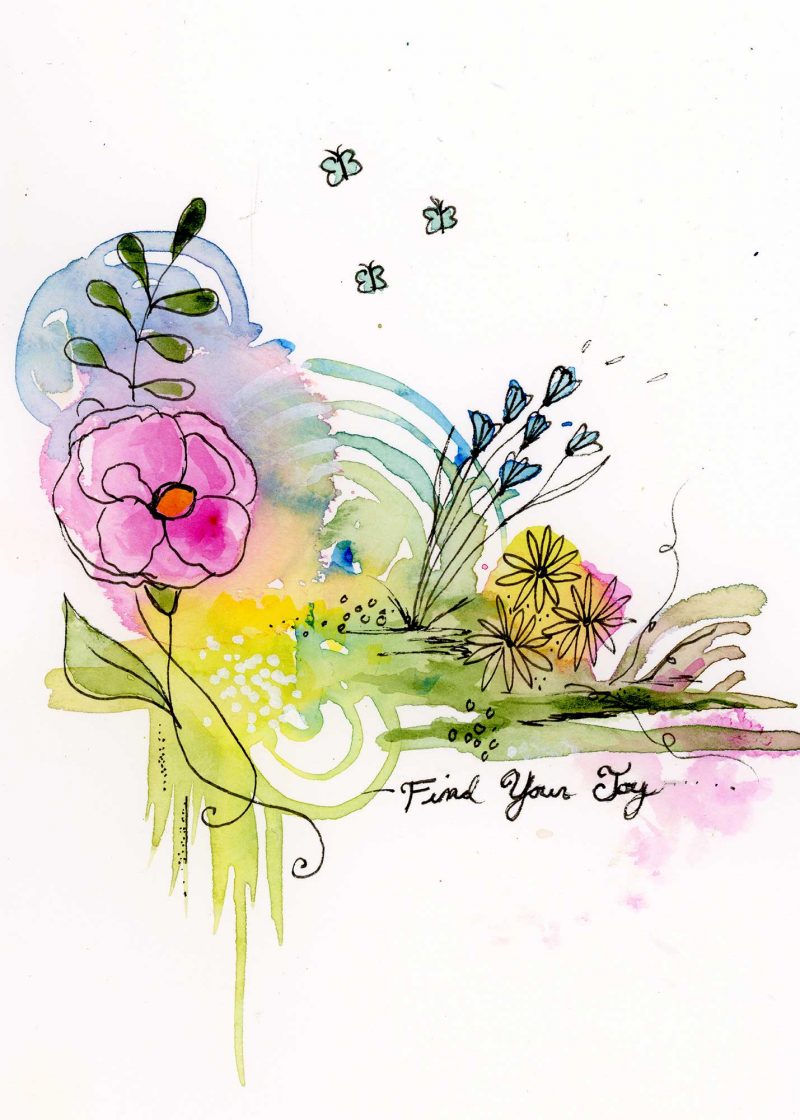 SOLD - Find Your Joy, 5" x 7", mixed media