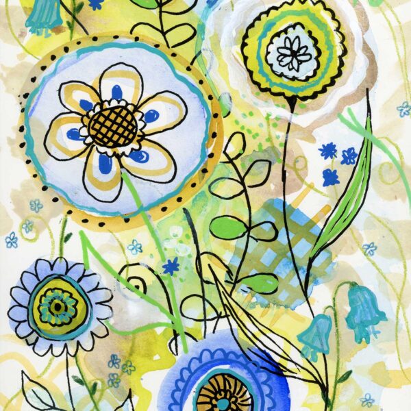 Flowers Dance #1, 5" x 7", mixed media