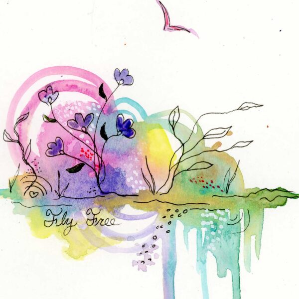 Fly Free, 5"x7", mixed media