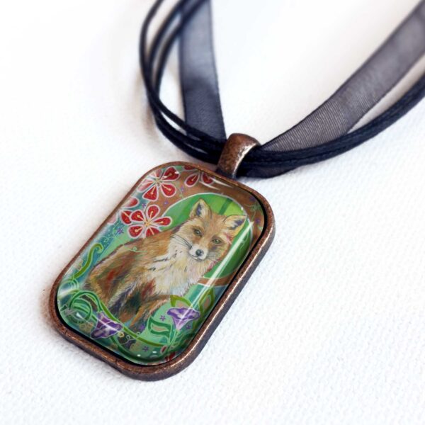Fox in Morning Glories - Pendant