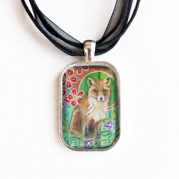 Fox in Morning Glories - Pendant