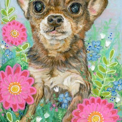 SOLD - Gidget, 5" x 7", mixed media