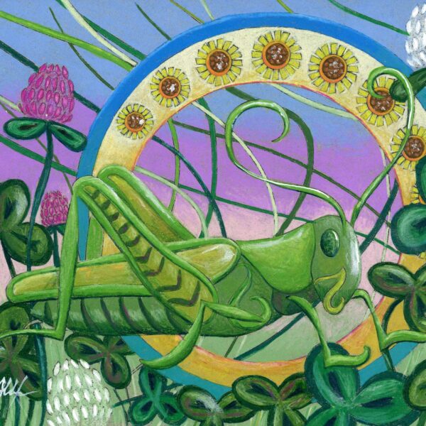 "Grasshopper", 8" x 10", mixed media
