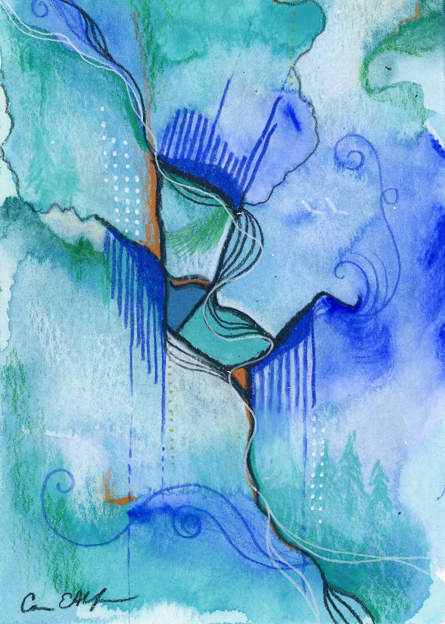 Journey #1, 5"x7", mixed media