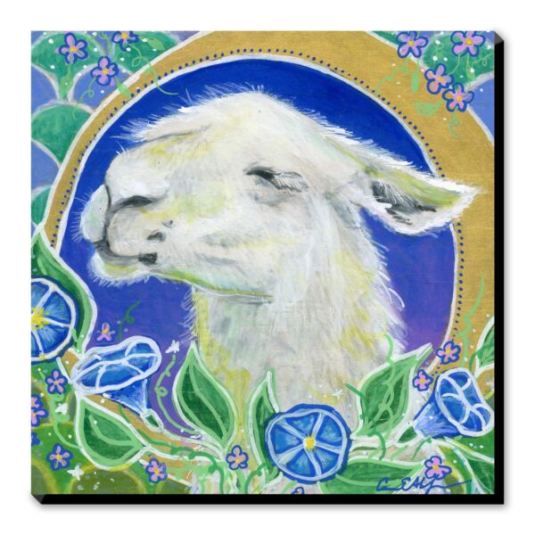 Llama in Morning Glories - Art Print