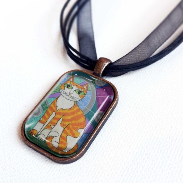 Mod Orange and White Cat - Pendant