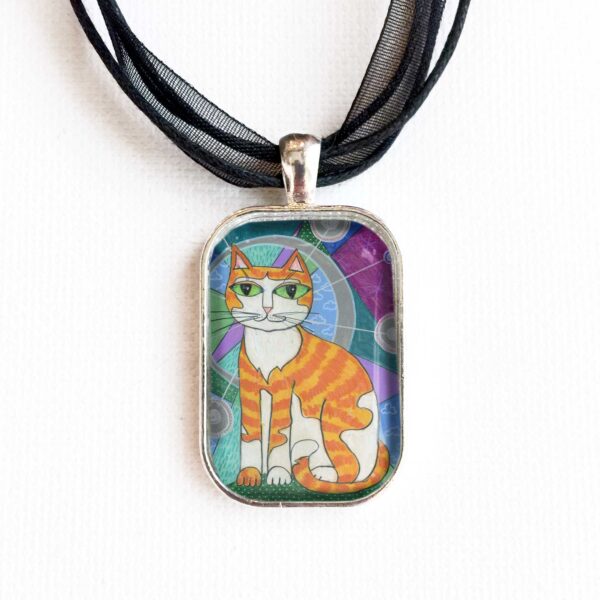 Mod Orange and White Cat - Pendant