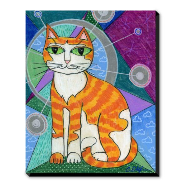 Mod Orange and White Cat - Art Print