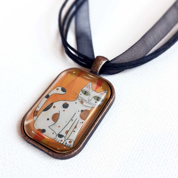 Mod Cat on Orange - Pendant