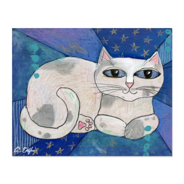 Mod Cat on Blue - Art Print
