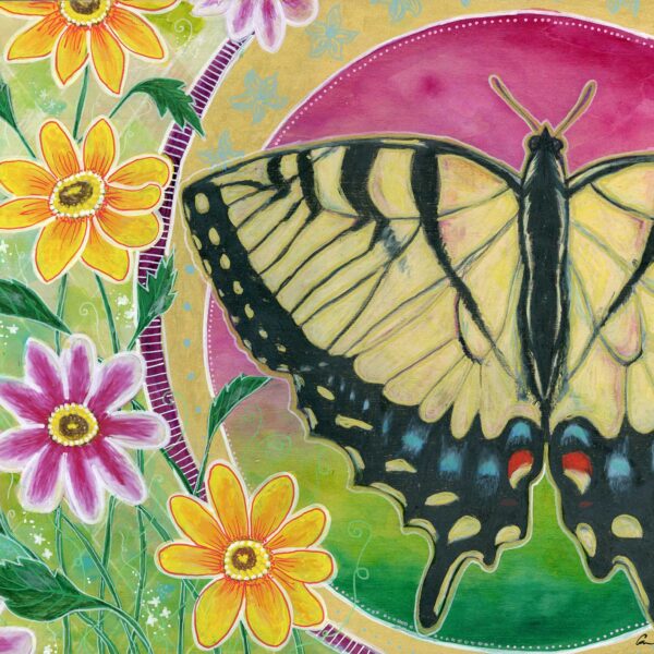 "Peaceful Swallowtail", 14" x 11", mixed media
