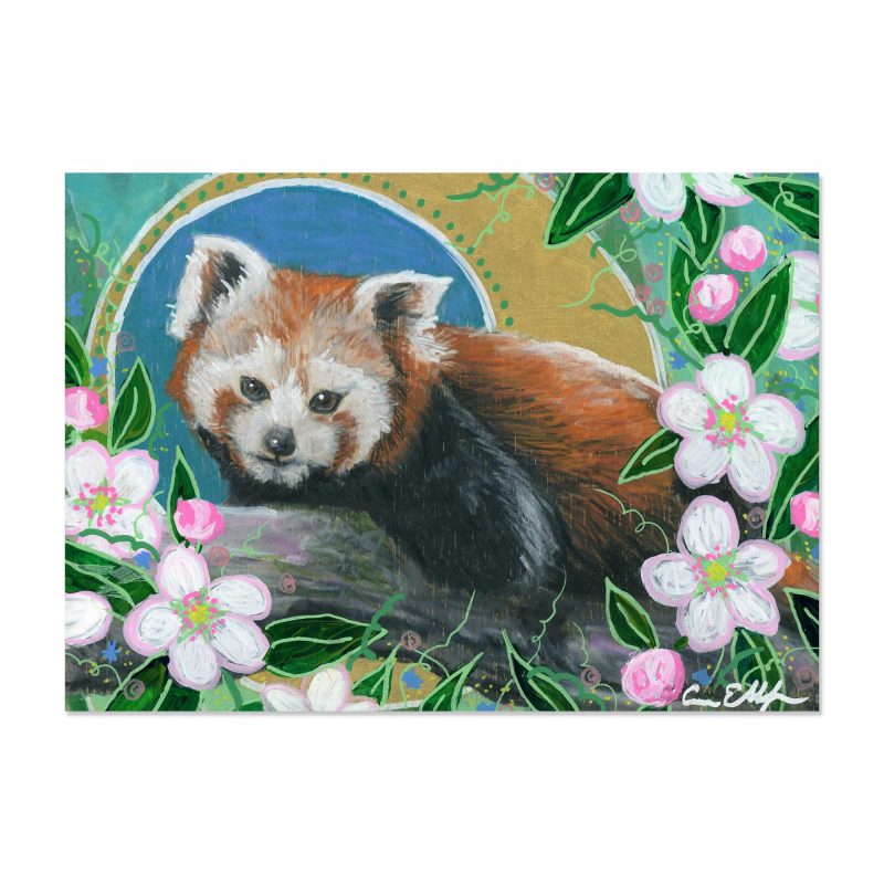 Red Panda in Apple Blossoms - Art Print - Image 2