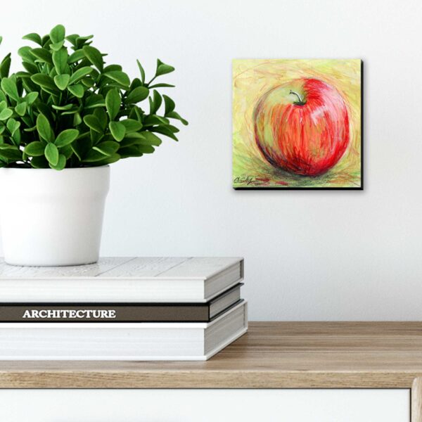 "Red Apple", 6" x 6", mixed media 