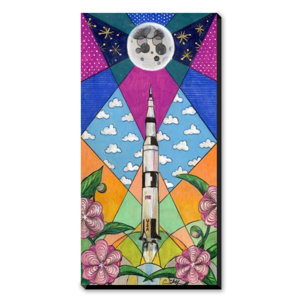 Saturn V and Camellias - Art Print