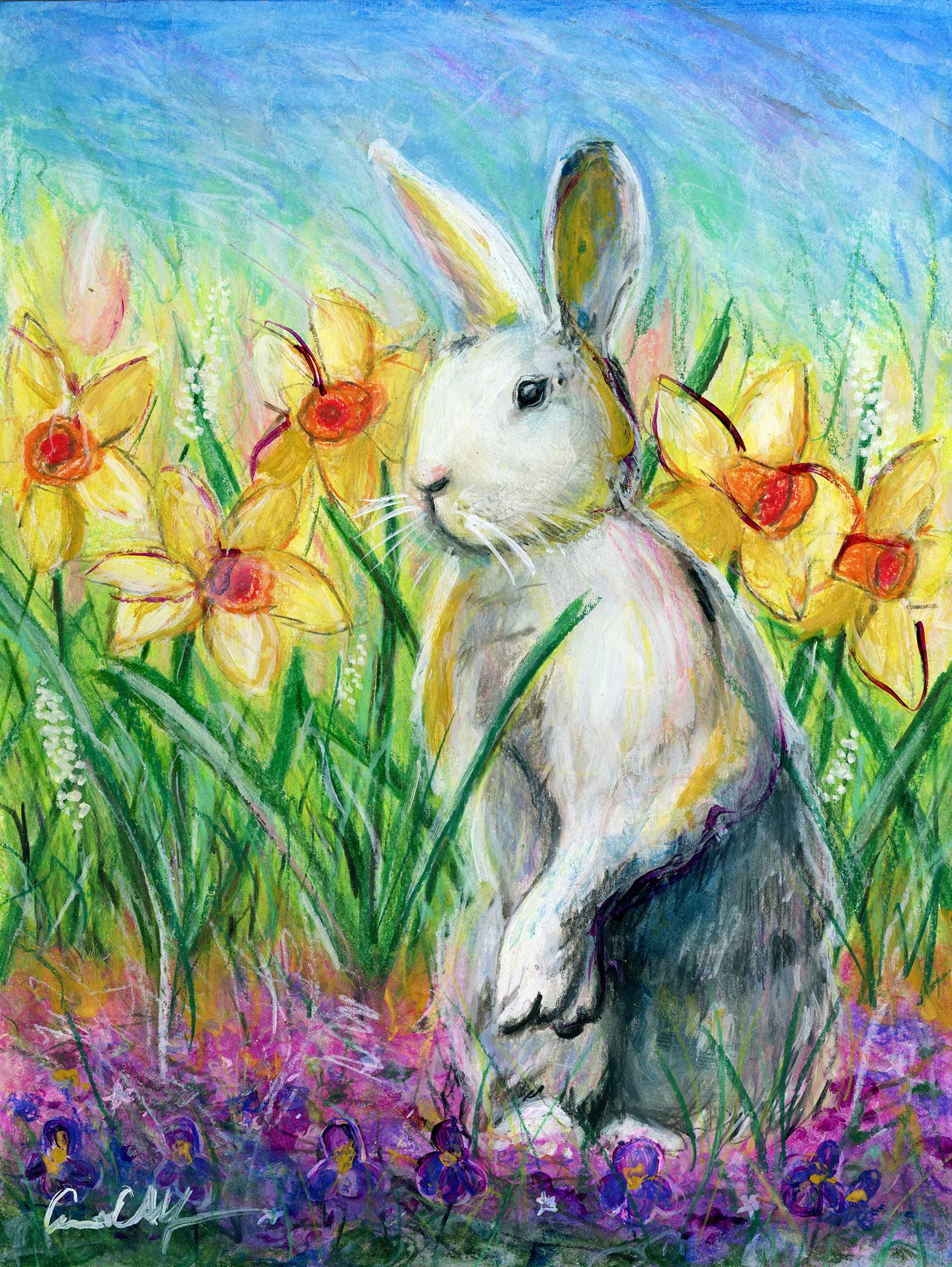 "Spring has Sprung", 9" x 12", mixed media
