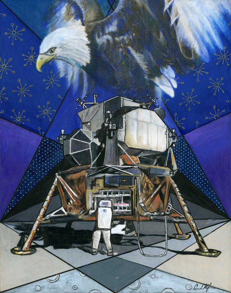 "The Eagle has Landed", 11" x 14", mixed media