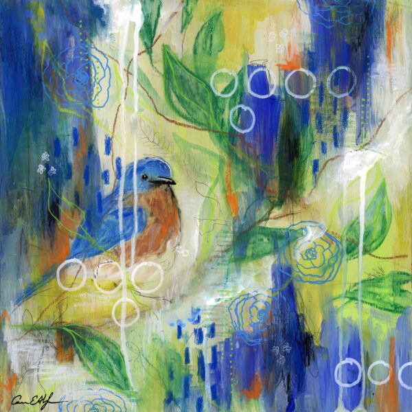 Through the Trees #1, 12" x 12", mixed media