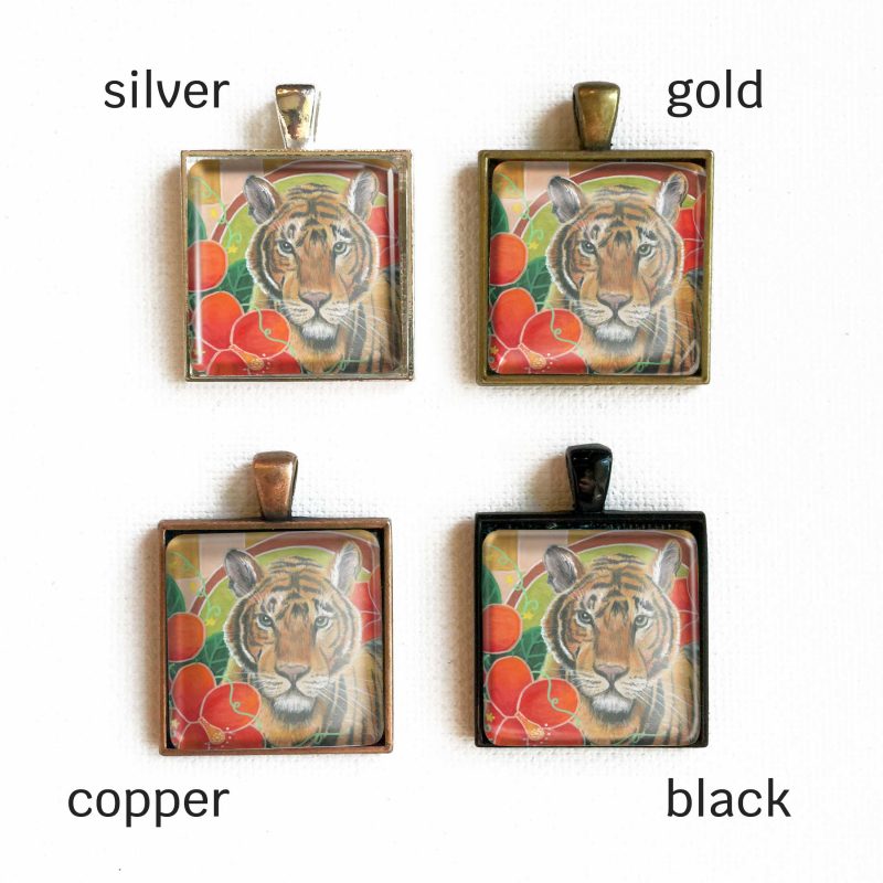 Tiger in Hibiscus - Pendant - Image 4