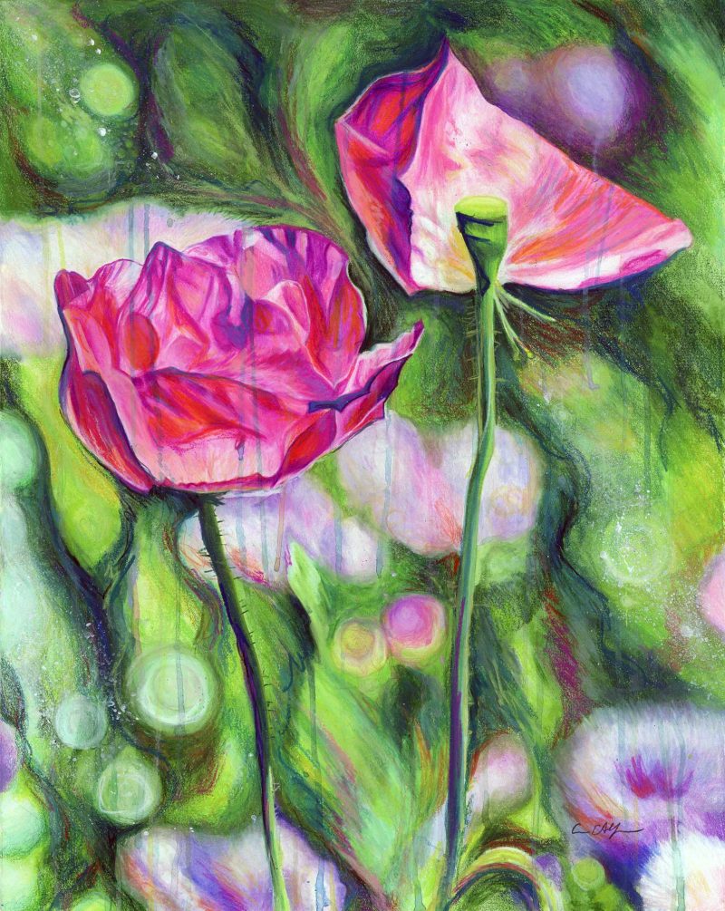 "Wind Dancers", 16" x 20", mixed media