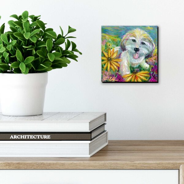 "Fluffy Dog", 6" x 6", mixed media 