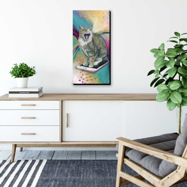 Cat's Go Your Tongue, 12" x 24", mixed media