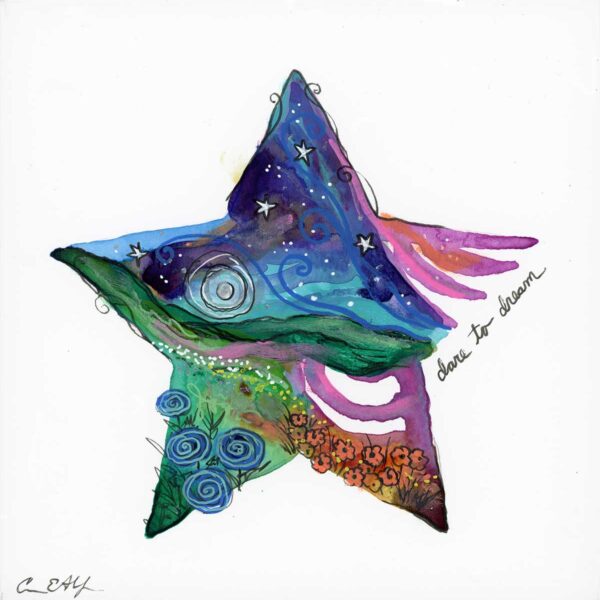 Dare to Dream, 6" x 6", mixed media