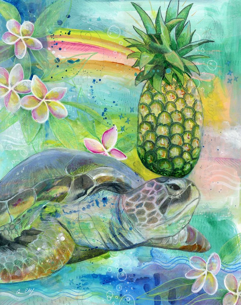 Pineapple Crown, 16" x 20", mixed media