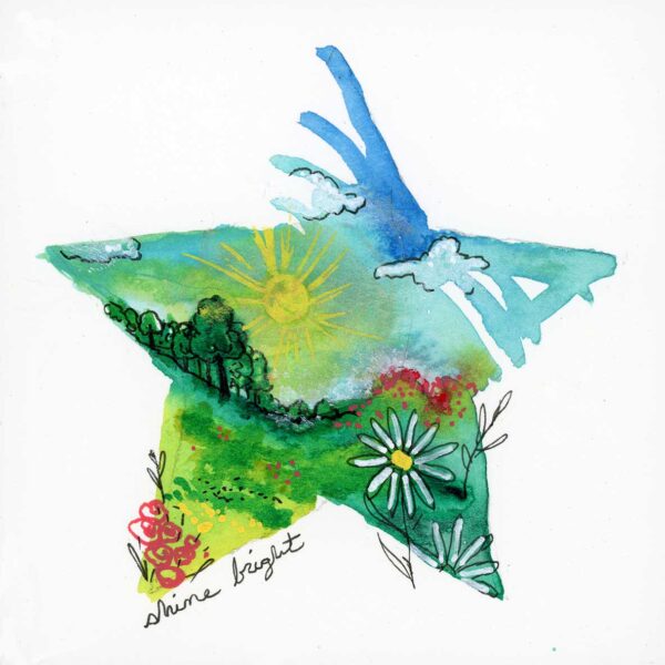 SOLD - Shine Bright, 4" x 4", mixed media