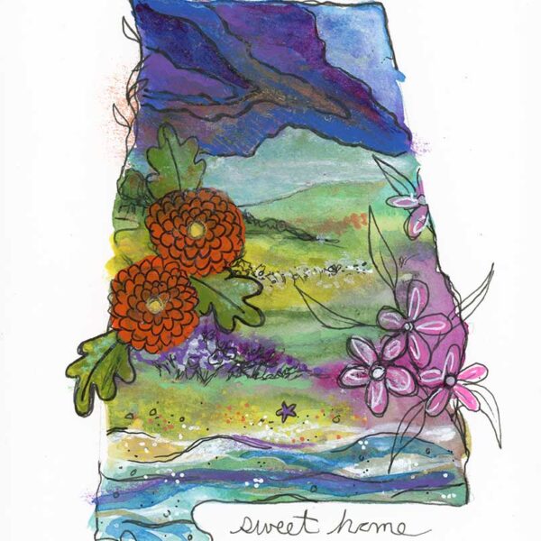 Summer Storm, 4" x 6", mixed media