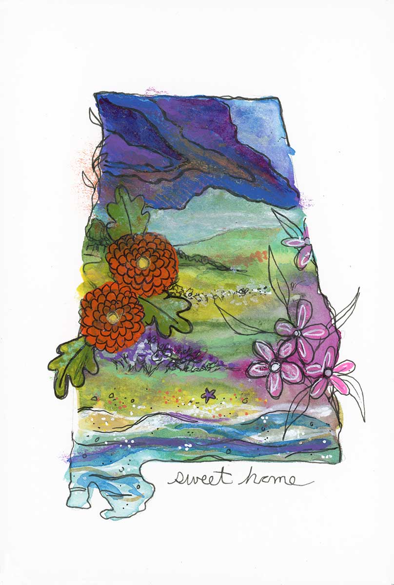 Summer Storm, 4" x 6", mixed media