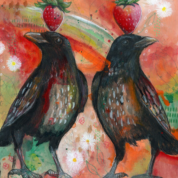 Two for Joy, 8" x 10", mixed media