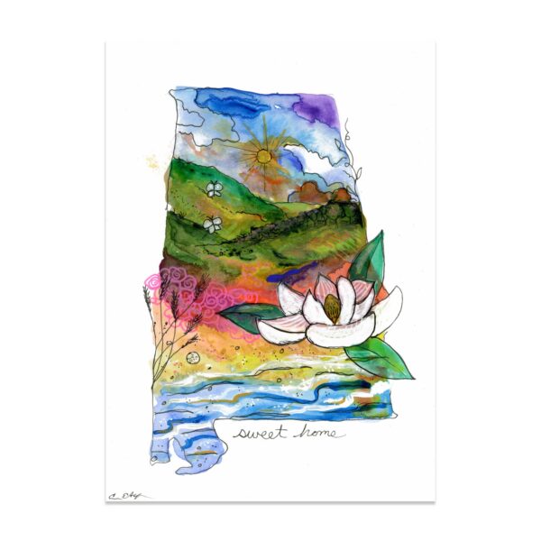 Magnolia and Butterflies (AL) - Art Print