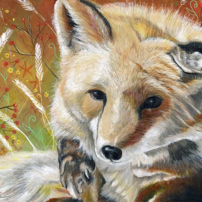 SOLD - Dylan's Fox, 10" x 8", colored pencil