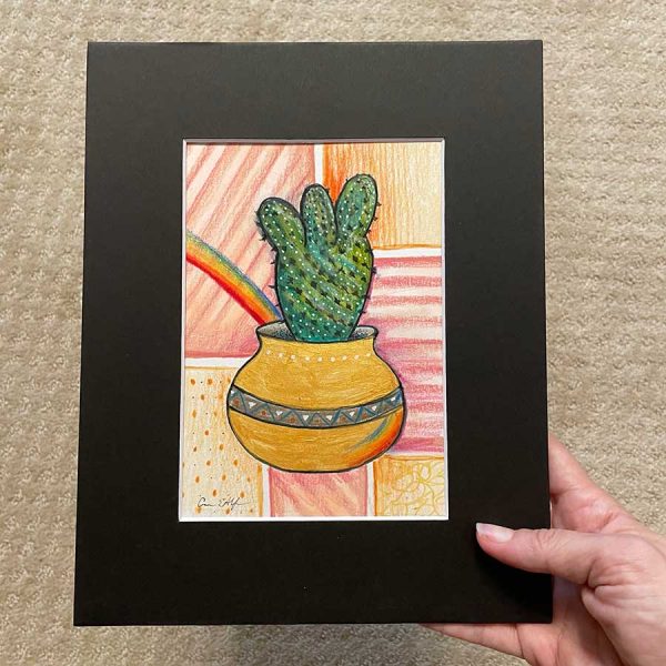 Succulent #1, 5" x 7", mixed media