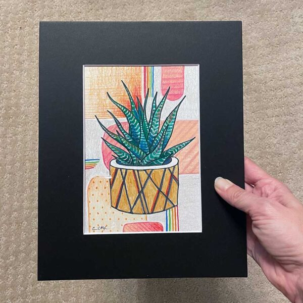 Succulent #2, 5" x 7", mixed media