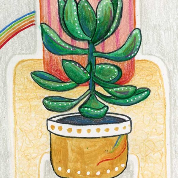 Succulent #3, 5" x 7", mixed media