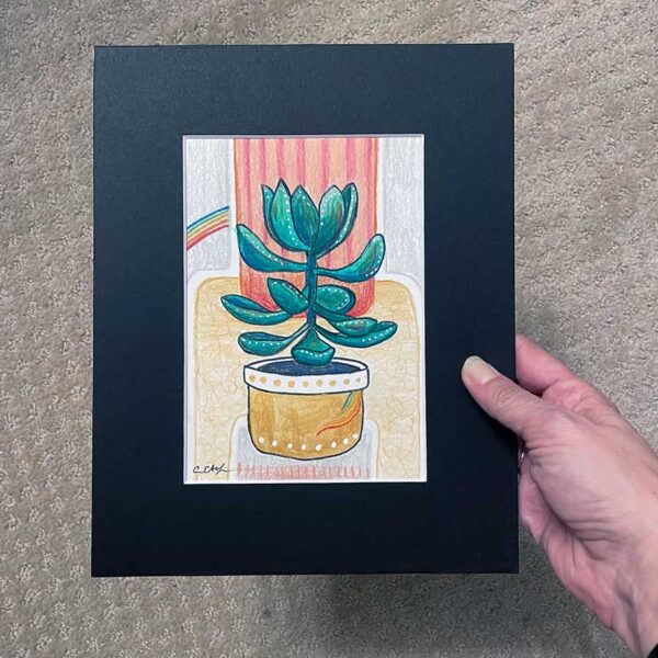 Succulent #3, 5" x 7", mixed media