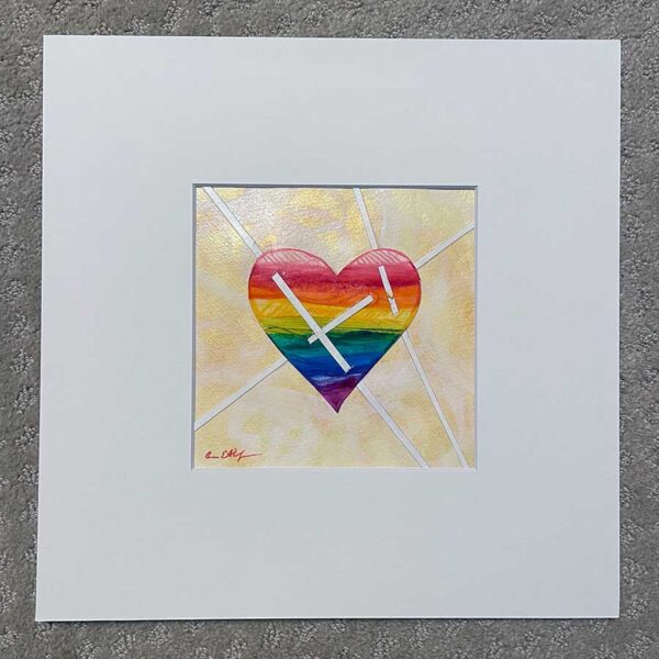 Heartstrings, 6" x 6", mixed media