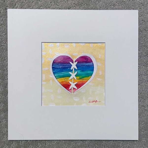 Mended Heart, 6" x 6", mixed media