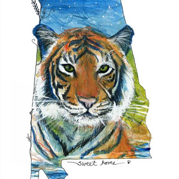 AL Track 'Em Tigers, 8" x 10", mixed media