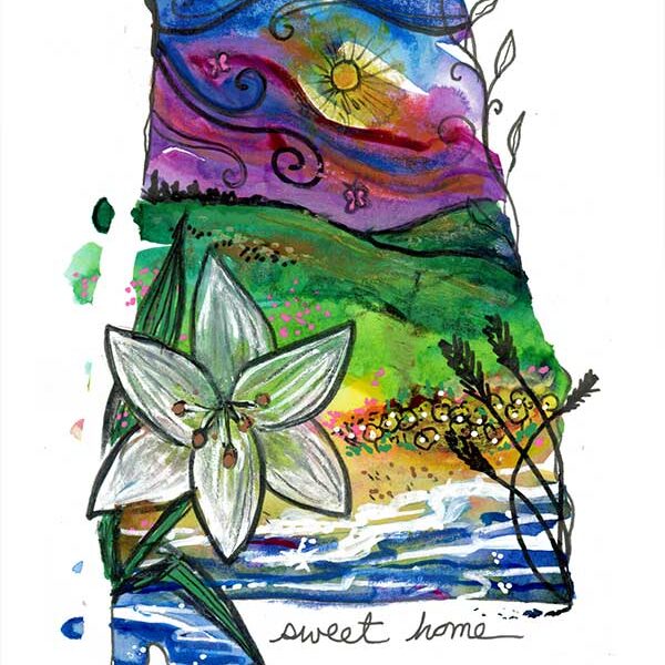 Easter Lily, 4" x 6", mixed media